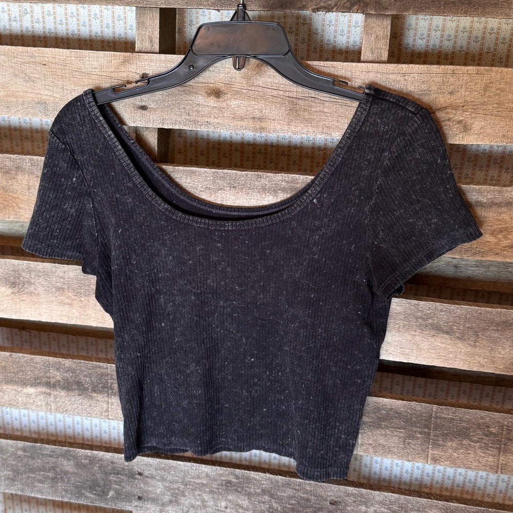 Wild Fable Black Ribbed Crop Top